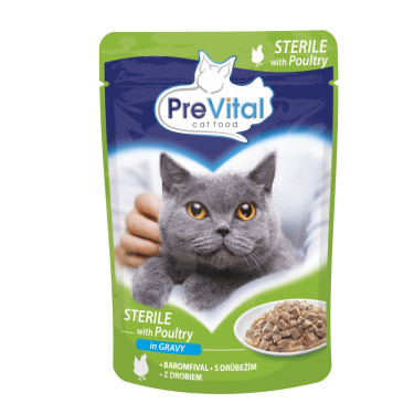 PreVital macskaeledel steril baromfival, szószos tasakban, 100 g-os tasak