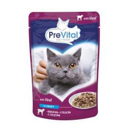PreVital macskaeledel tasak 100 g - borjúhús mártásban 