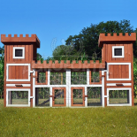 SOBESLAV kültéri nagyméretű nyúlketrec/kisállatketrec két házikóval, 2600x540x1280 mm