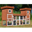 SOBESLAV kültéri nagyméretű nyúlketrec/kisállatketrec két házikóval, 2600x540x1280 mm