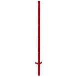 Fém oszlop villanypásztorhoz 150 cm x 3 mm, 5 furattal - dupla taposóval, piros
