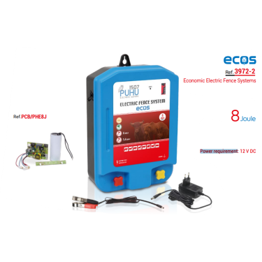 PUHU duo tápegység villanypásztorhoz 8J 12V-os adapterrel