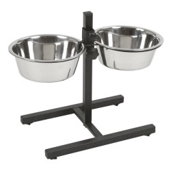 Állvány + 2 rozsdamentes tál, 2×2800 ml, fekete