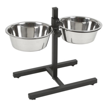 Állvány + 2 rozsdamentes tál, 2×2800 ml, fekete