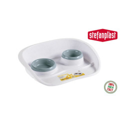 Dupla műanyag etetőtál kutyáknak és macskáknak, 1× 300 ml és 1× 250 ml