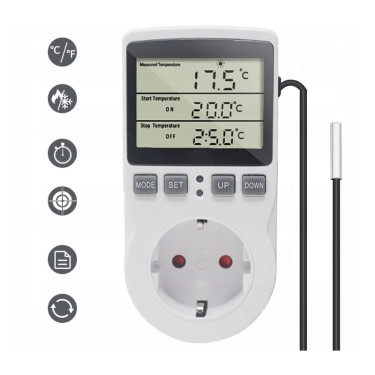 Csatlakoztatható termosztát KT3100 érzékelővel és időkapcsolóval